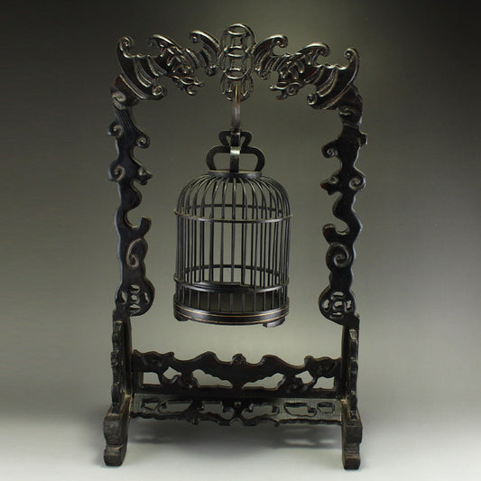 Exquisite Chinese Zitan Wood Birdcage With Shelf