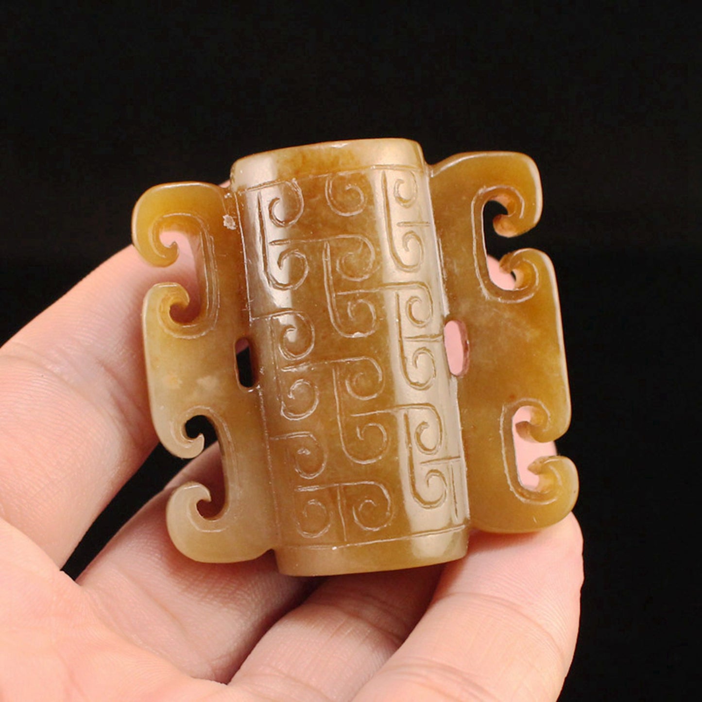 Vintage Chinese Hetian Jade Carved Lucky Pendant