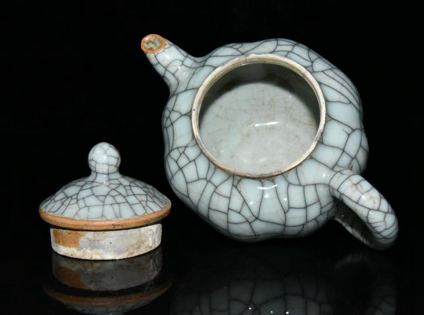 Old Chinese Blue Glaze Porcelain Teapot