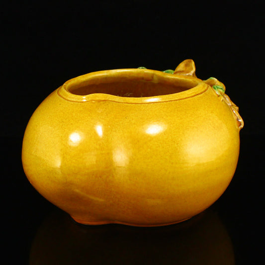 Chinese Yellow Glaze Peach Porcelain Brush Washer w Qianlong Mark