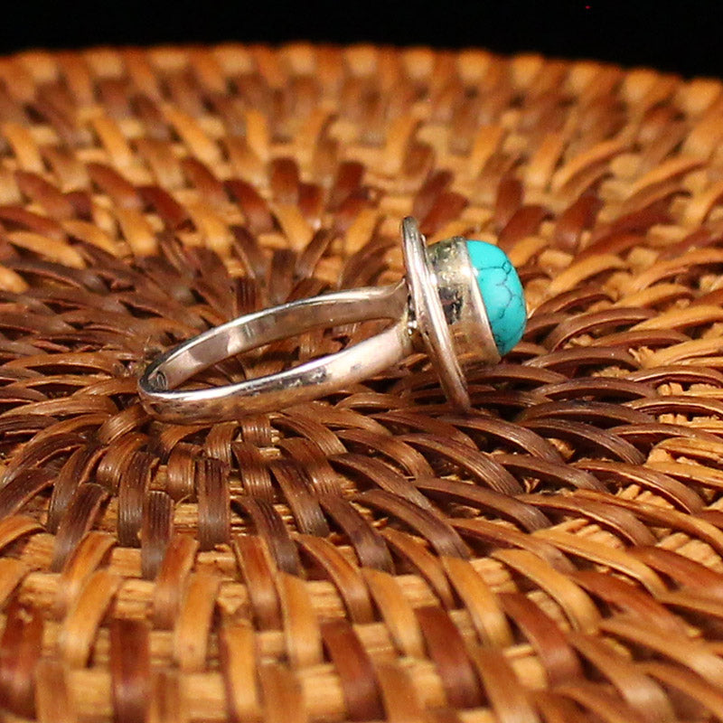 Beautiful Silver Inlay Turquoise Ring