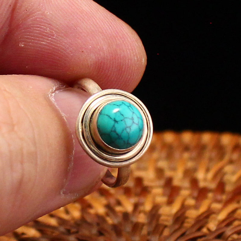 Beautiful Silver Inlay Turquoise Ring