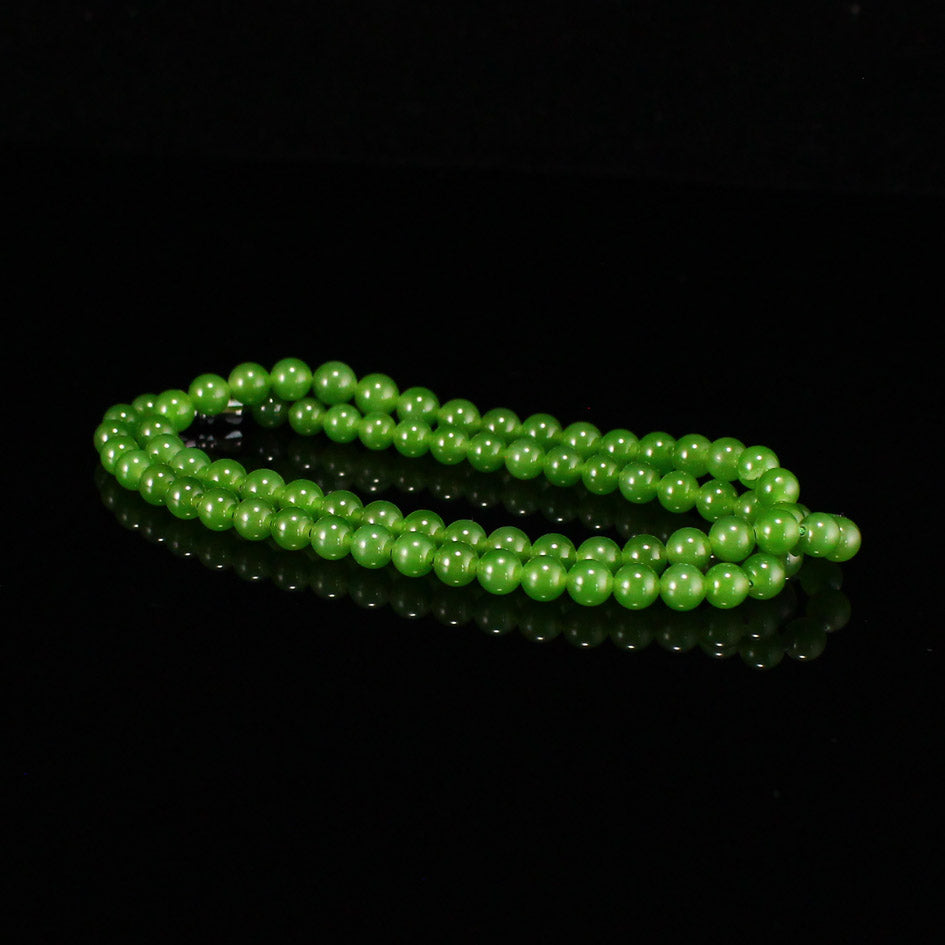 5.5mm Bead Natural Green Hetian Jade Beads Necklace