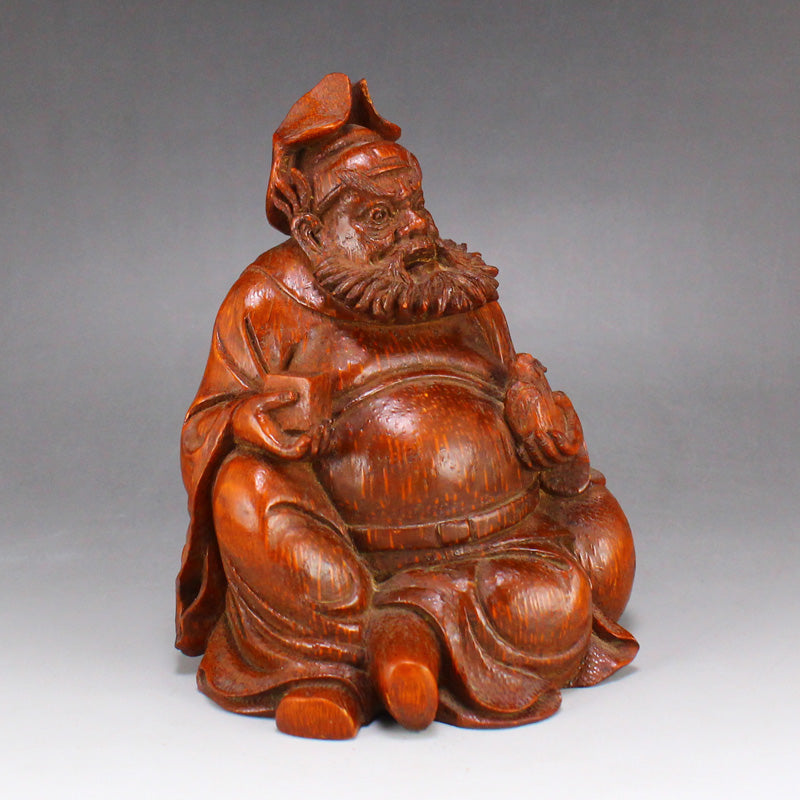 Vintage Chinese Bamboo Root Mythology Figure Statue - Zhong Kui