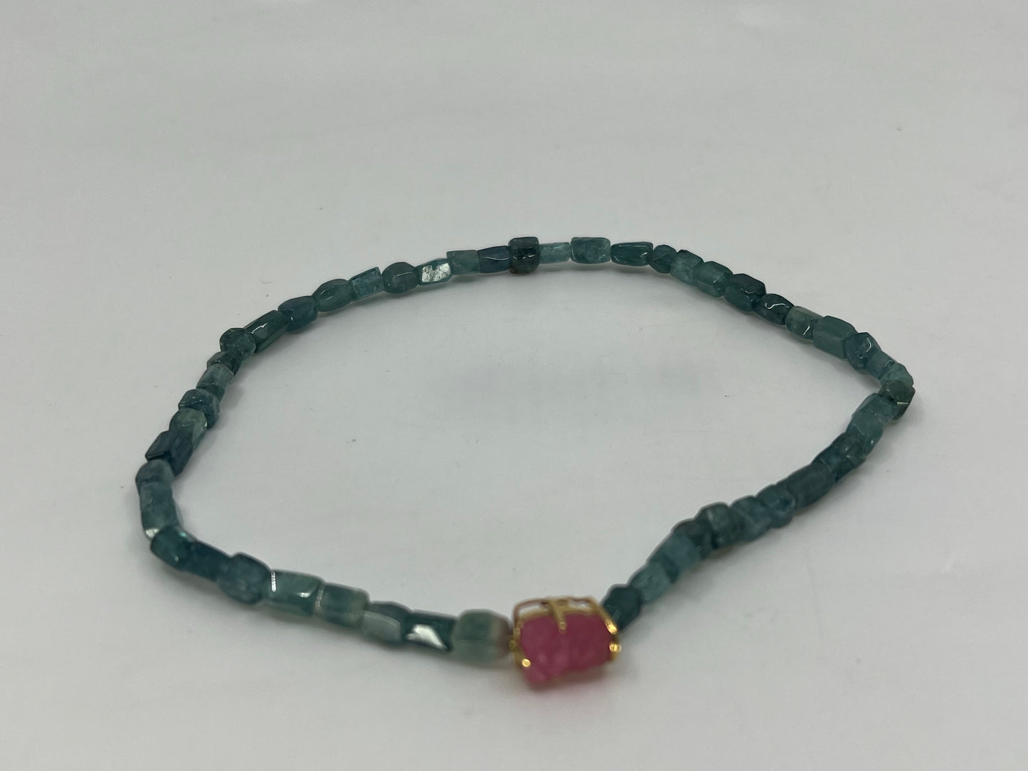 Beautiful Blue Tourmaline Beads Bracelet w Certificate