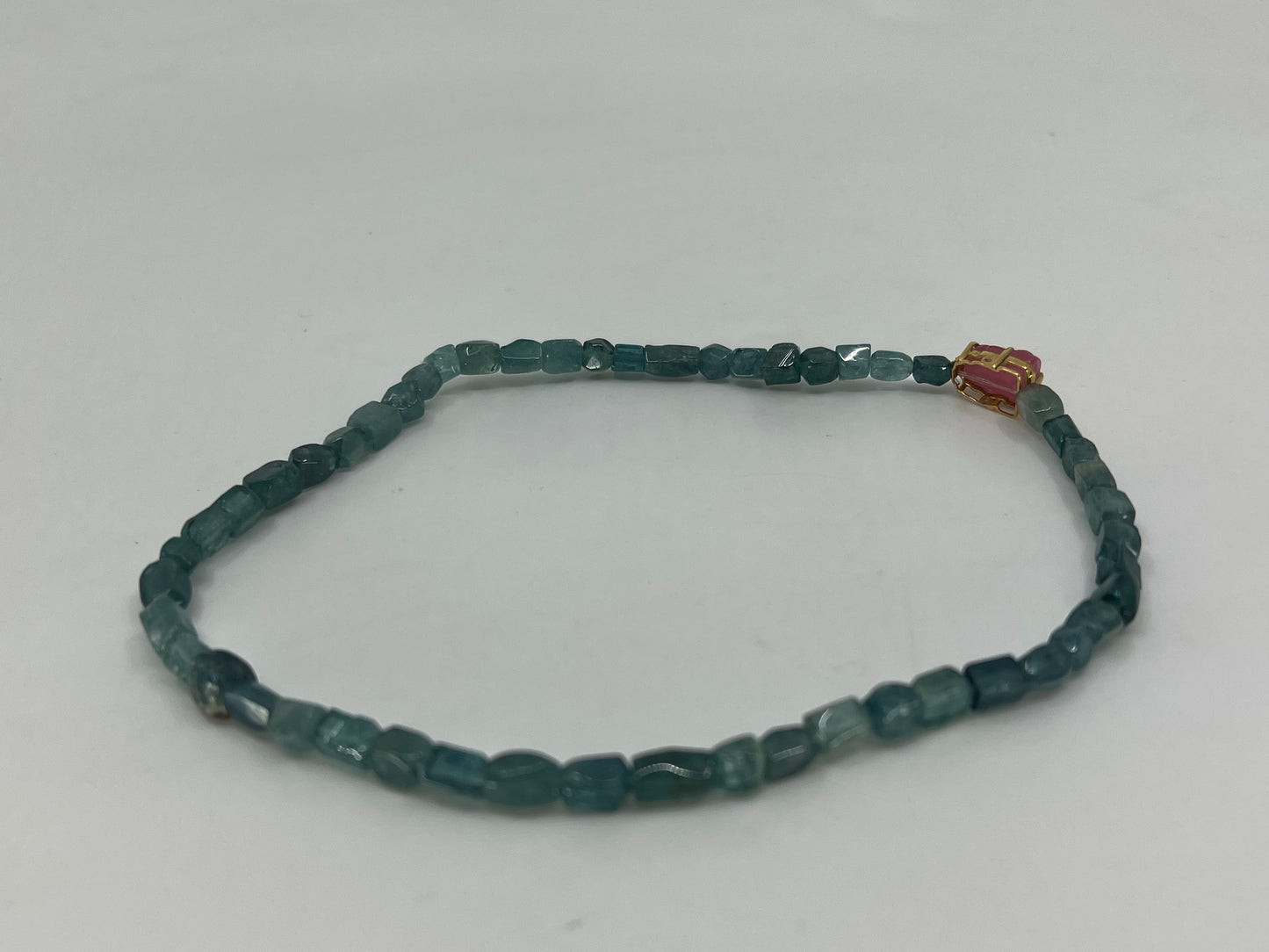 Beautiful Blue Tourmaline Beads Bracelet w Certificate