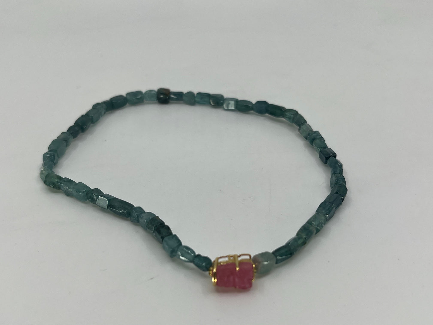 Beautiful Blue Tourmaline Beads Bracelet w Certificate