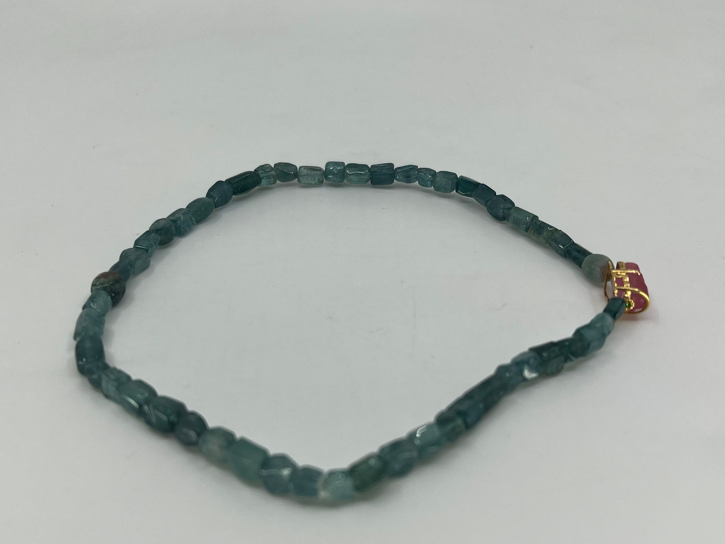 Beautiful Blue Tourmaline Beads Bracelet w Certificate