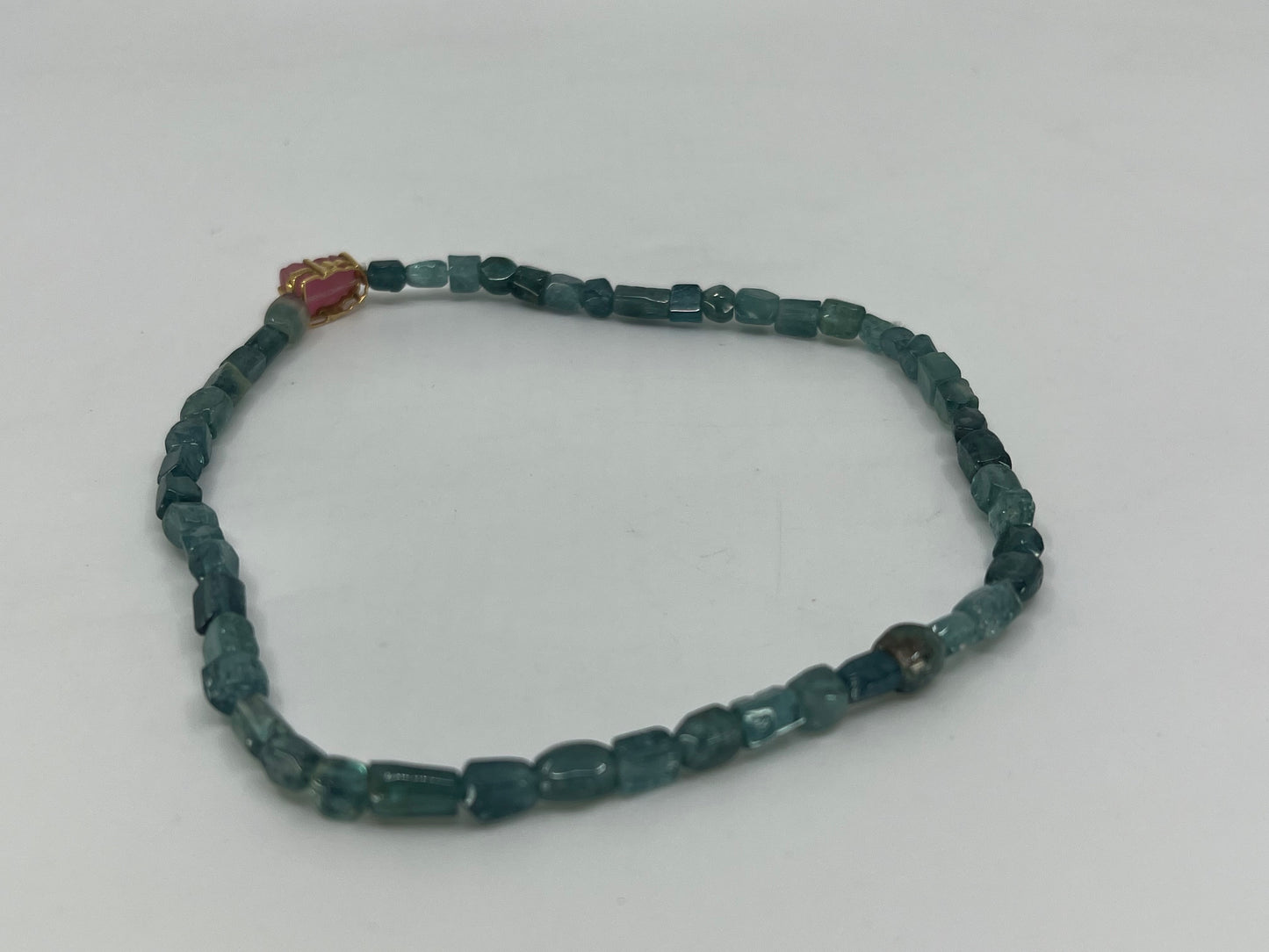 Beautiful Blue Tourmaline Beads Bracelet w Certificate