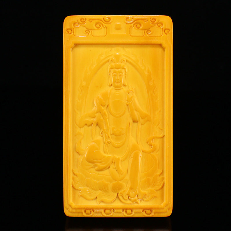 Bone Carved Kwan-yin Pendant