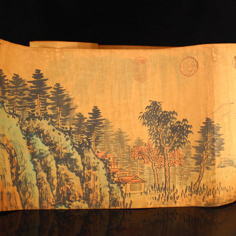 Chinese Watercolour On Xuan Paper Painting w Lacquerware Box