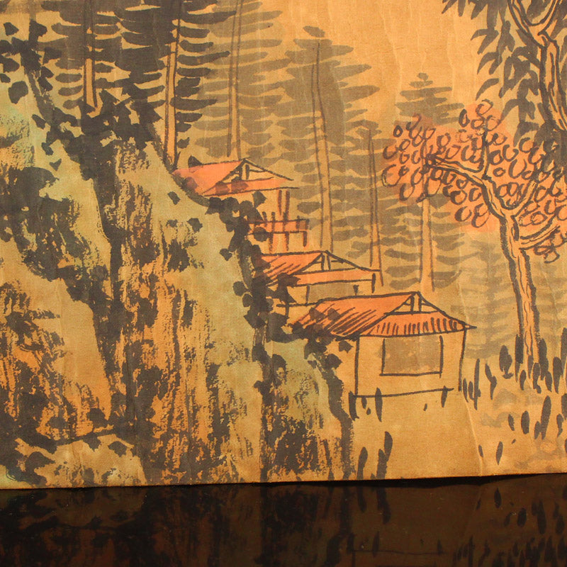 Chinese Watercolour On Xuan Paper Painting w Lacquerware Box