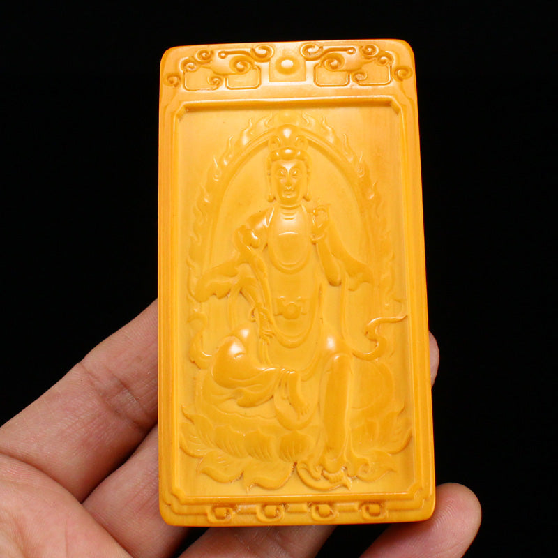 Bone Carved Kwan-yin Pendant