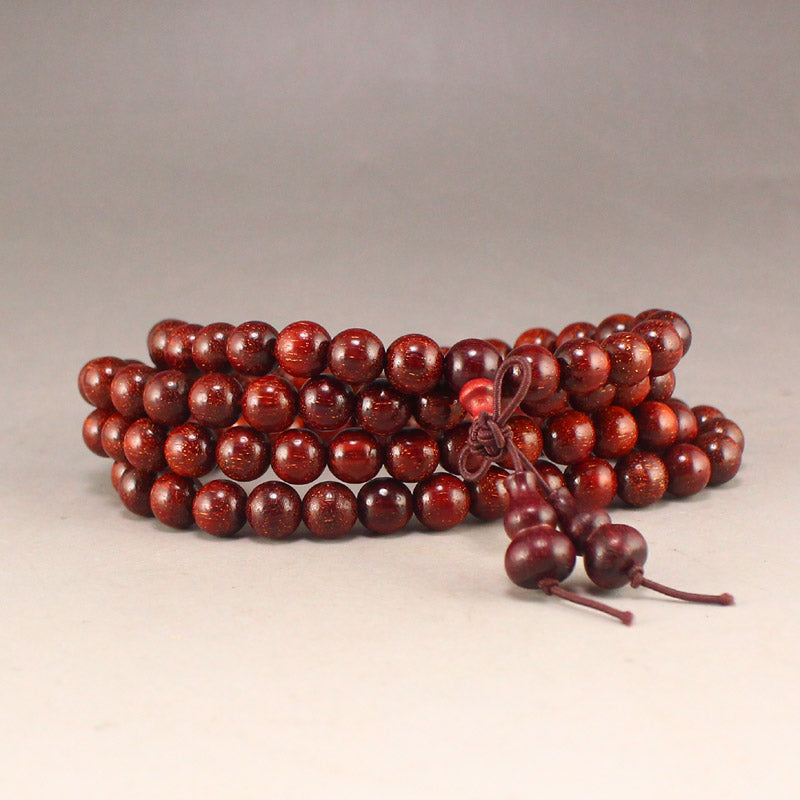 Chinese Zitan Wood Beads Prayer Bracelet & Necklace w Box