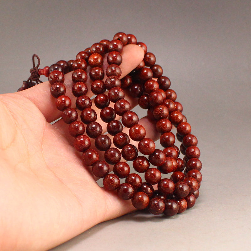 Chinese Zitan Wood Beads Prayer Bracelet & Necklace w Box