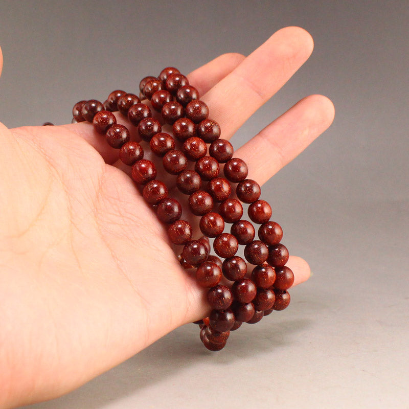 Chinese Zitan Wood Beads Prayer Bracelet & Necklace w Box