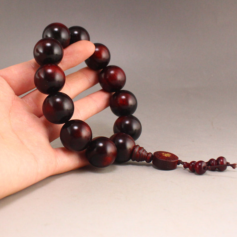 Chinese Zitan Wood Beads Prayer Bracelet & Necklace w Box