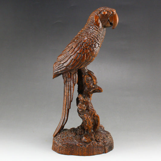 Boxwood Wood Parrot Statue