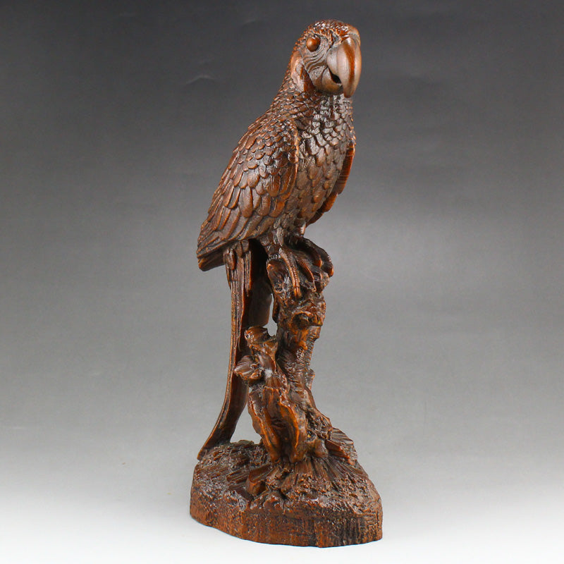 Boxwood Wood Parrot Statue