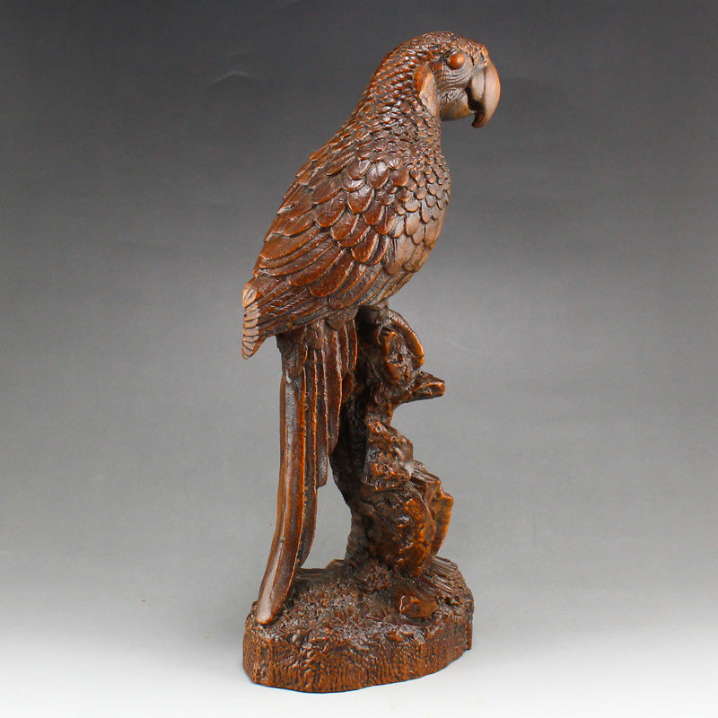 Boxwood Wood Parrot Statue