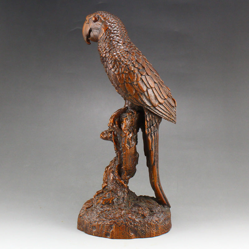 Boxwood Wood Parrot Statue