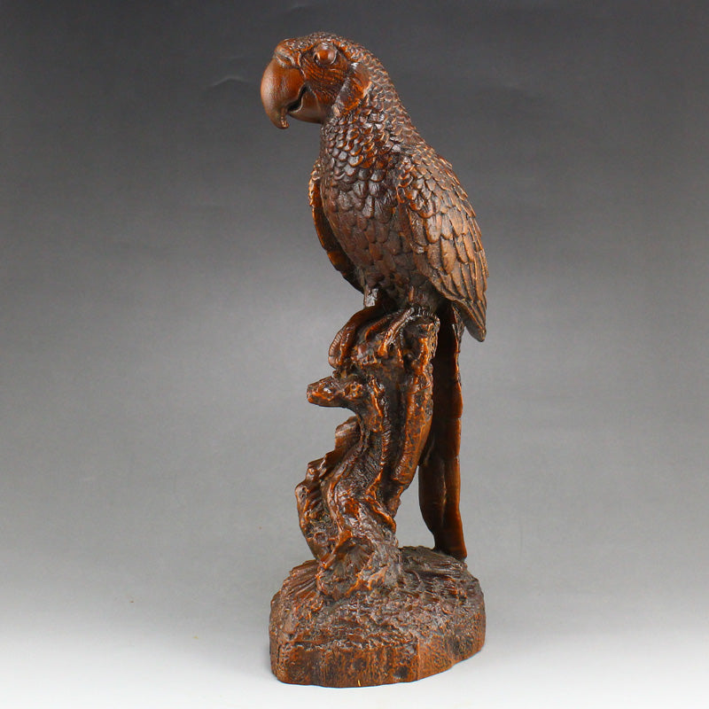 Boxwood Wood Parrot Statue