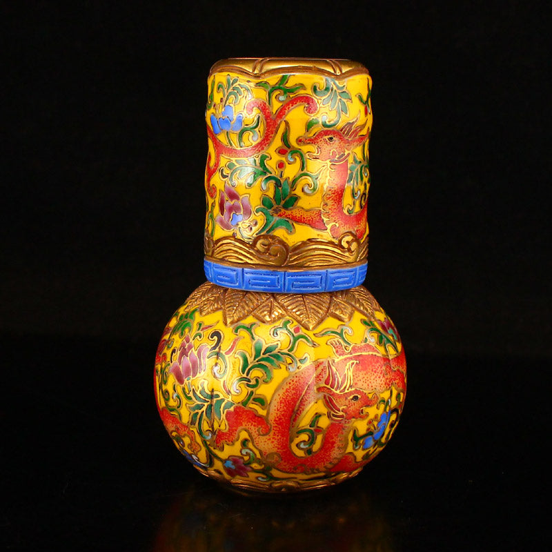 Chinese Gilt Gold Enamel Peking Glass Snuff Bottle