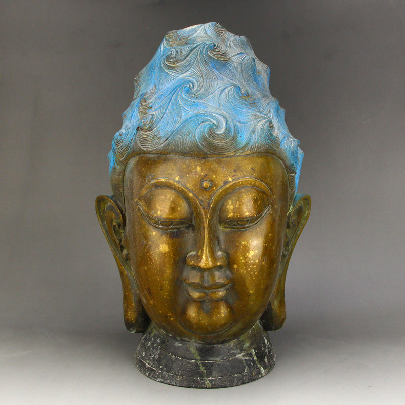 Vintage Chinese Gilt Gold Bronze Kwan-yin Head Statue