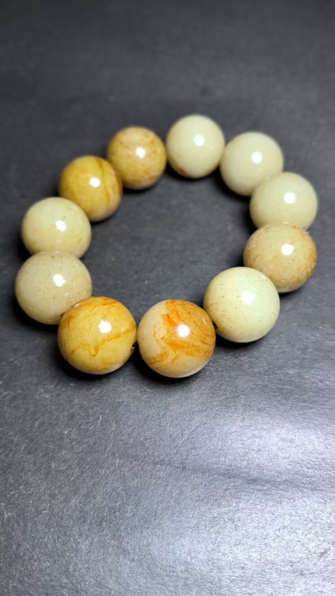 Chinese Hetian Jade Beads Bracelet