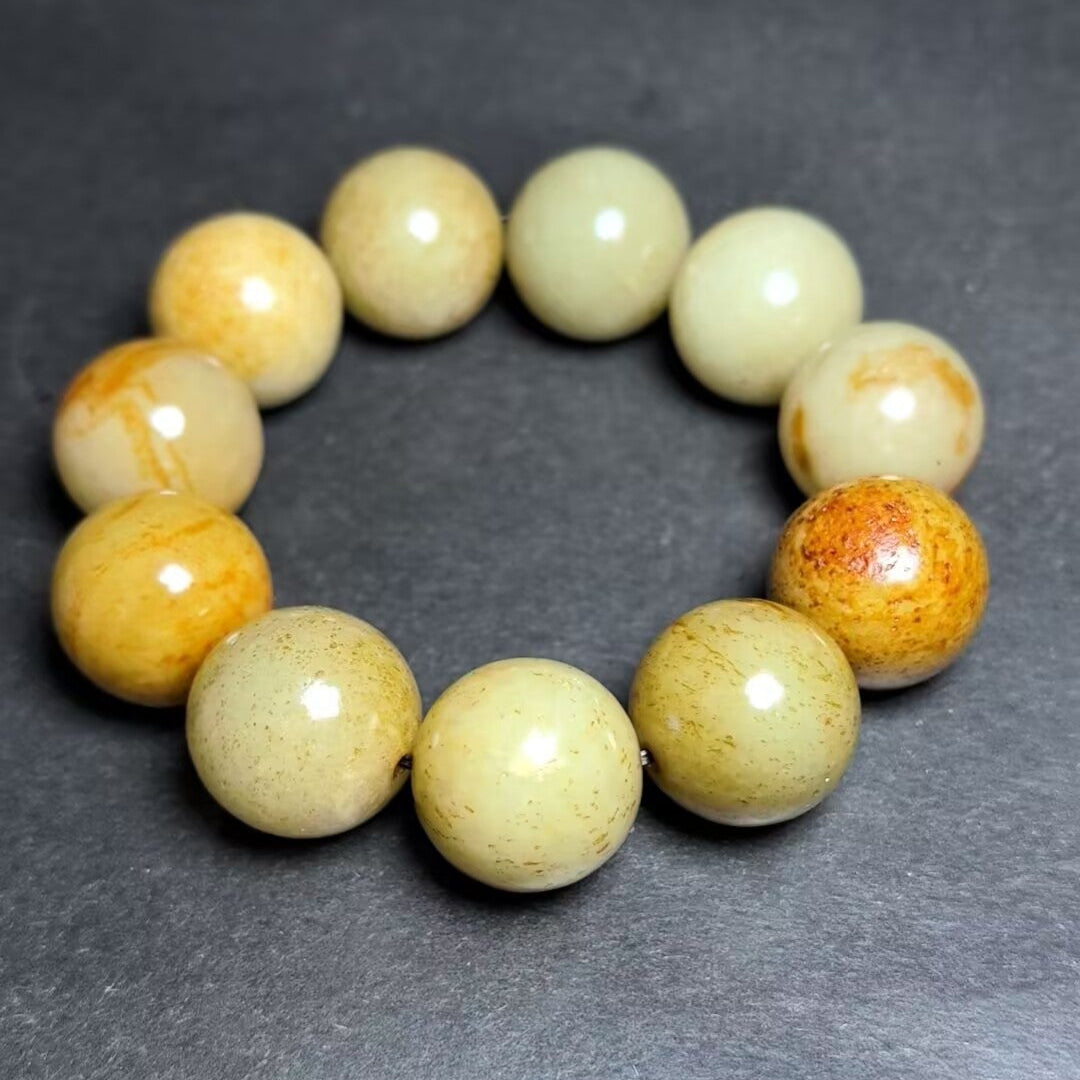 Chinese Hetian Jade Beads Bracelet