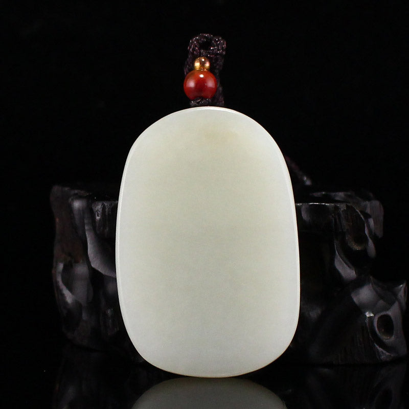 Natural Hetian Jade Carved Laughing Buddha Pendant