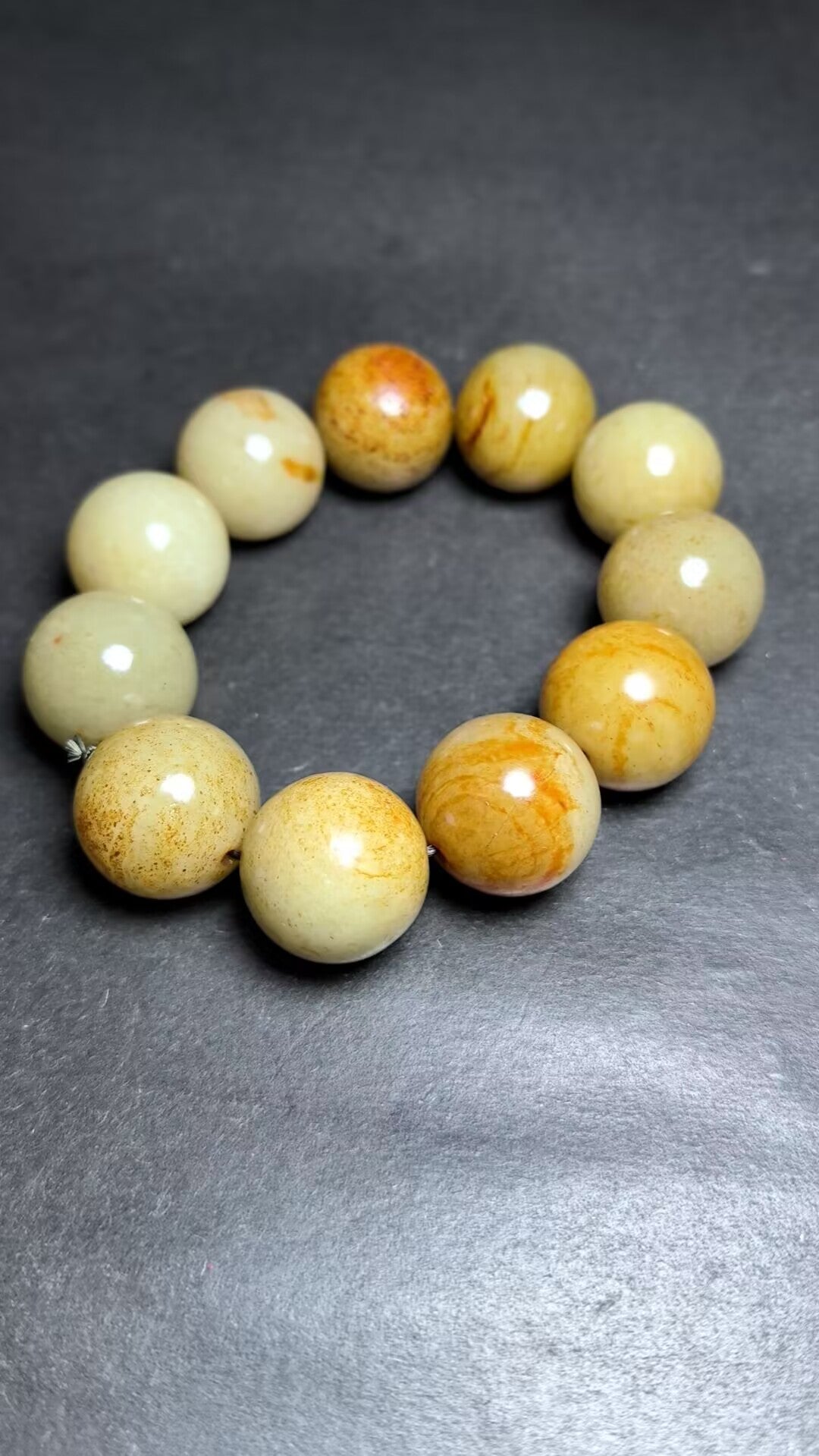 Chinese Hetian Jade Beads Bracelet