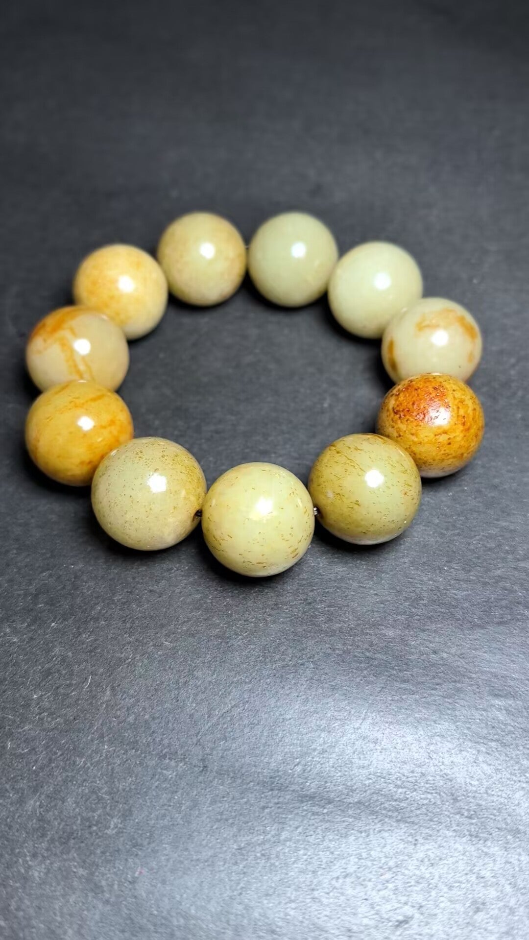 Chinese Hetian Jade Beads Bracelet