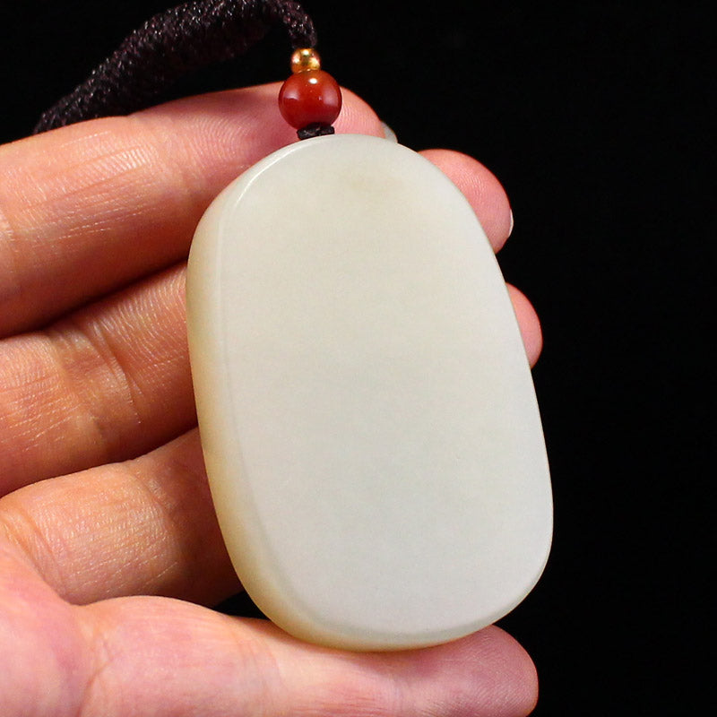 Natural Hetian Jade Carved Laughing Buddha Pendant