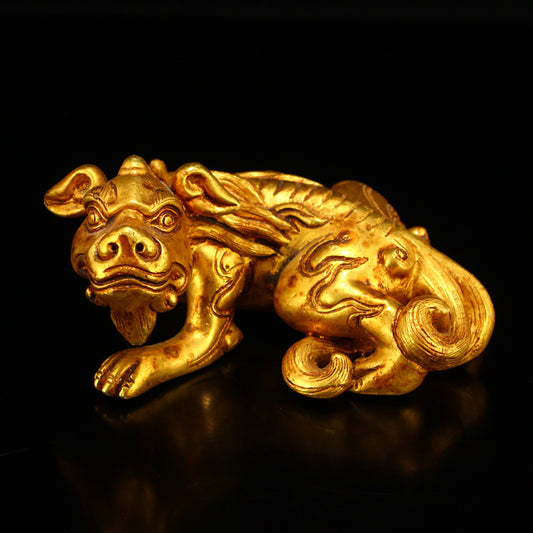 Old Gilt Gold Bronze Unicorn Statue/Paperweight