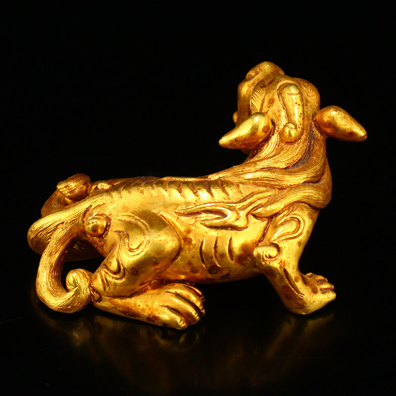 Old Gilt Gold Bronze Unicorn Statue/Paperweight