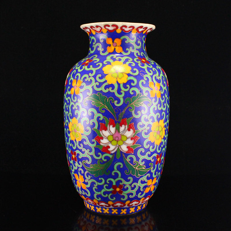 Chinese Cloisonne Flower Design Porcelain Vase