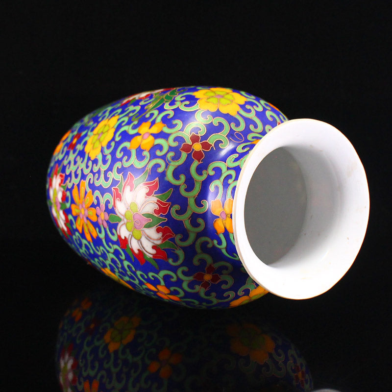 Chinese Cloisonne Flower Design Porcelain Vase