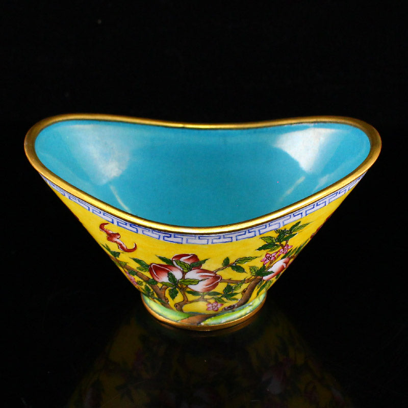 Chinese Gilt Gold Bronze Enamel Peach & Bat Cup