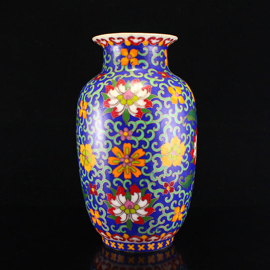 Chinese Cloisonne Flower Design Porcelain Vase