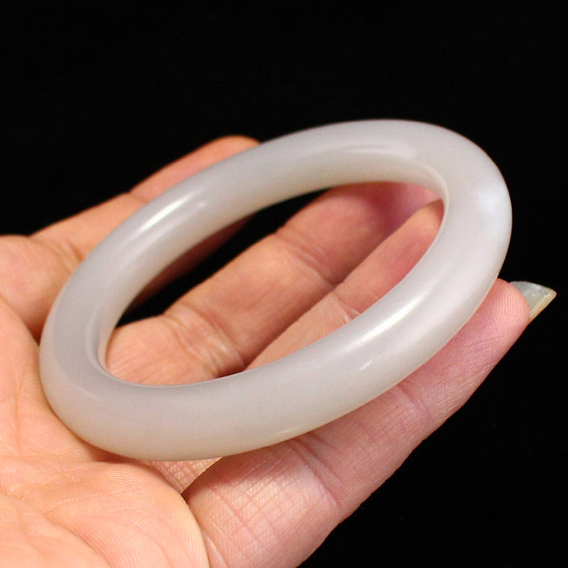 Inside Diameter 57 mm Chinese Natural White Hetian Jade Bracelet