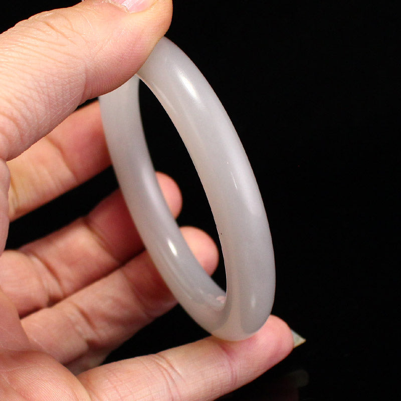 Inside Diameter 57 mm Chinese Natural White Hetian Jade Bracelet