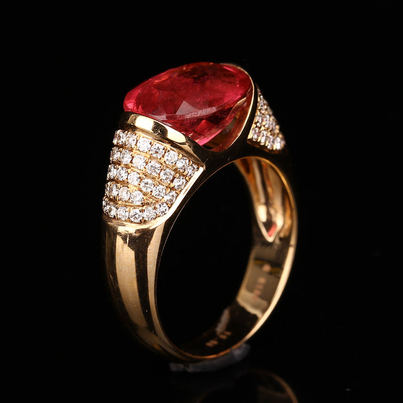 Superb 18K Gold Inlay Ruby & Diamond Ring