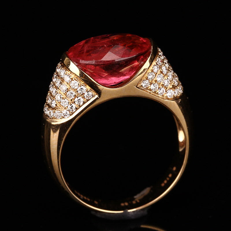 Superb 18K Gold Inlay Ruby & Diamond Ring