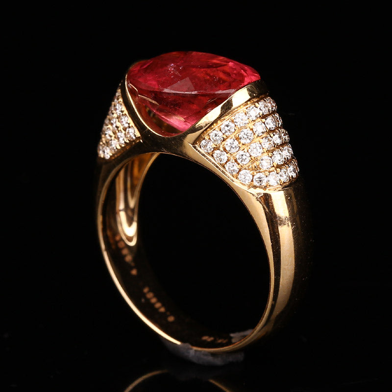 Superb 18K Gold Inlay Ruby & Diamond Ring