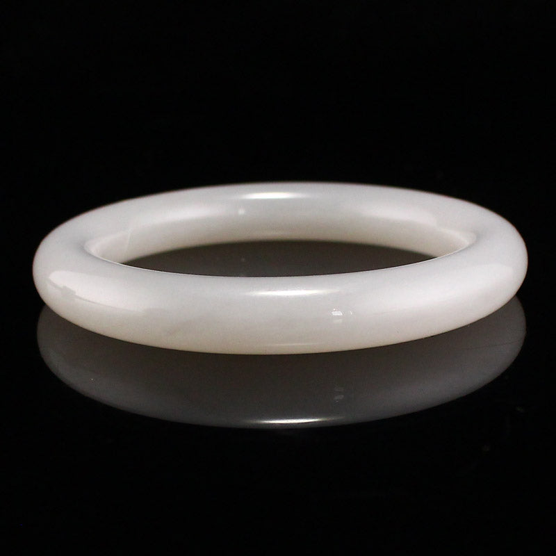 Inside Diameter 57 mm Chinese Natural White Hetian Jade Bracelet