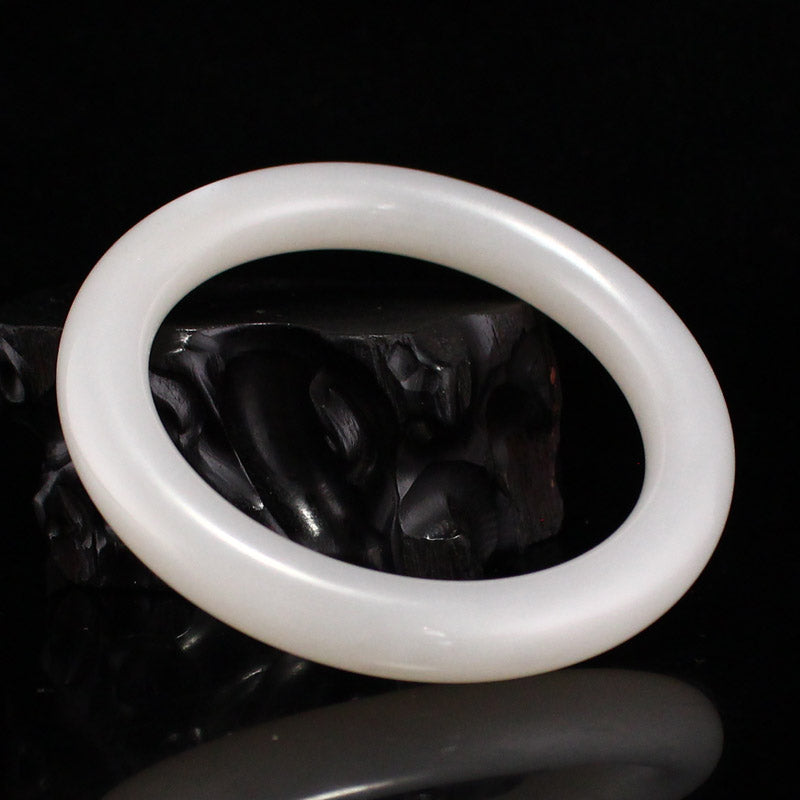 Inside Diameter 57 mm Chinese Natural White Hetian Jade Bracelet