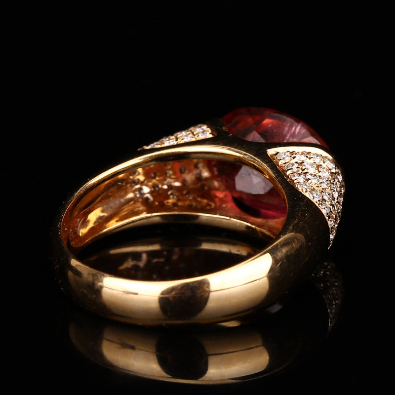 Superb 18K Gold Inlay Ruby & Diamond Ring