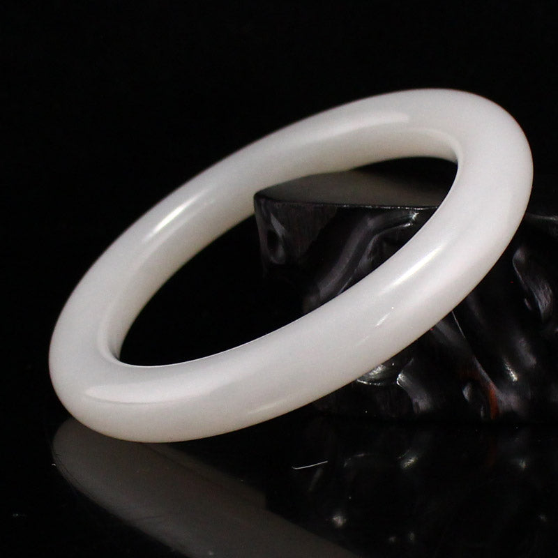 Inside Diameter 57 mm Chinese Natural White Hetian Jade Bracelet