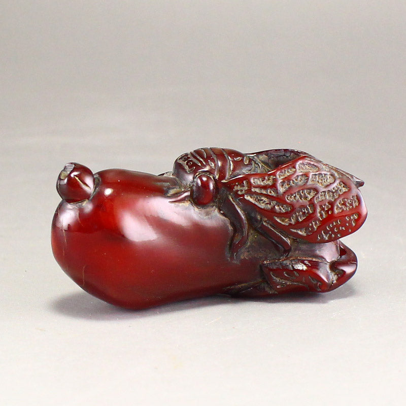 Chinese Ox Horn Carved Cicada Pendant